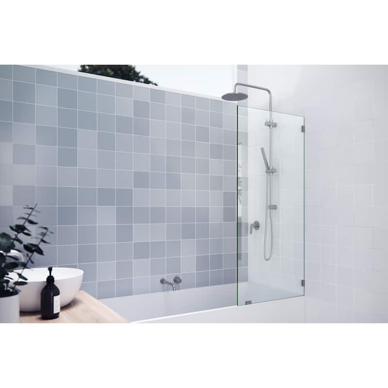 Glass Warehouse 58.25" x 28.5" Frameless Shower Bath Fixed Panel