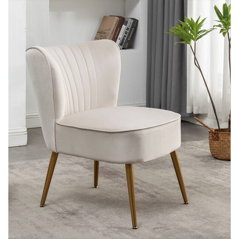 Sauter 23.2" Wide Mid-Century Modern Microfiber Accent Chair - Ivory