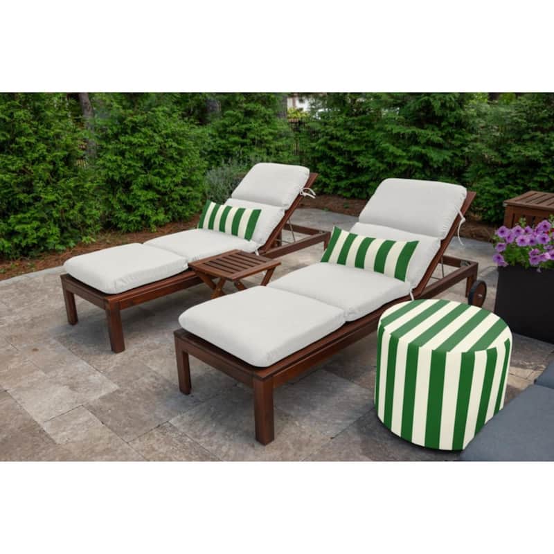 Sunbrella Stripe Fabric 1-Piece Indoor/Outdoor Lumbar Pillow, 22"W x 9"L, Maxim Classic - 22"W x 9"L