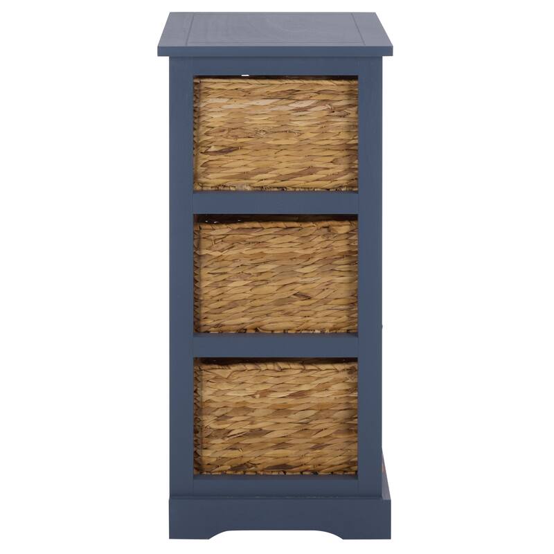 SAFAVIEH Evaline Distressed Black 3 Wicker Basket Storage Unit - 17.3" x 13.4" x 29.5" - 17"W x 13"D x 30"H