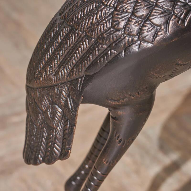 Roomfitters Outdoor Rust-Proof Cast Aluminum Crane Garden Statues, Set of 2 Hand-Crafted Bird Sculptures, Dark Bronze