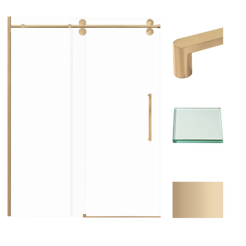 Teegan Plus 59 in. W x 80 in. H Sliding Door with Fixed Panel Semi-Frameless Shower Door with Clear Glass