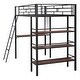 preview thumbnail 12 of 27, Twin Size Loft Metal Bed with 3 Layers of Shelves and Desk, Black