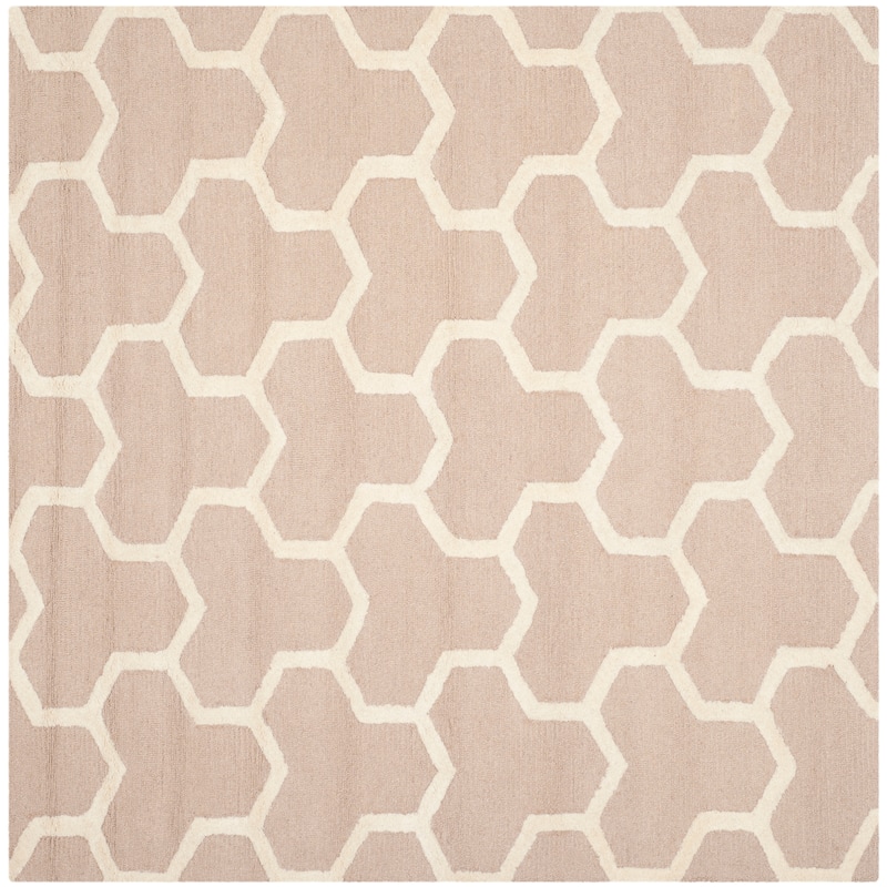 SAFAVIEH Handmade Cambridge Nevila Modern Moroccan Wool Rug - 8' Square - Beige/Ivory