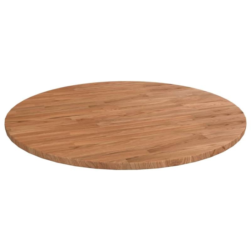 vidaXL Table Top Light Brown Solid Oak Wood 35.4 in Diameter Durable - 35.4 x 35.4 x 0.6 in