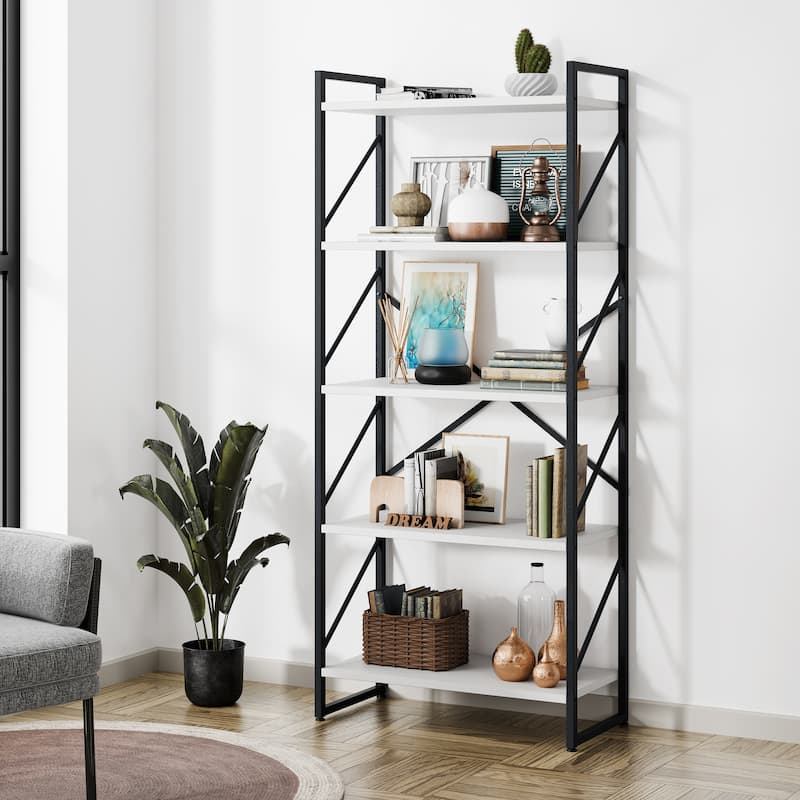 Futzca 5 Tier Storage Bookshelf - Black/White