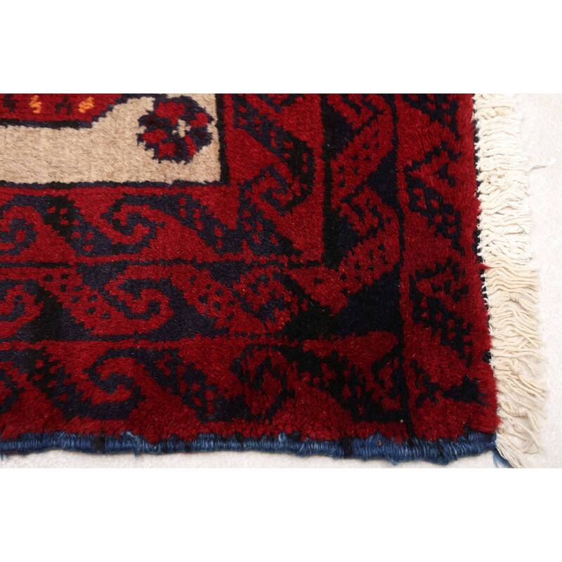 ECARPETGALLERY Hand-knotted Baluch Beige, Red Wool Rug - 3'0 x 5'6