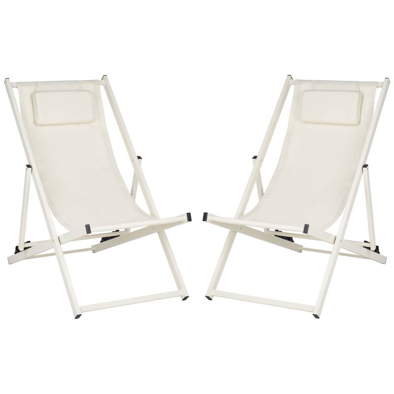 SAFAVIEH Outdoor Charlee Set of 2 Sling Chairs - 42" W x 26" D x 31" H - 42Wx26Dx31H