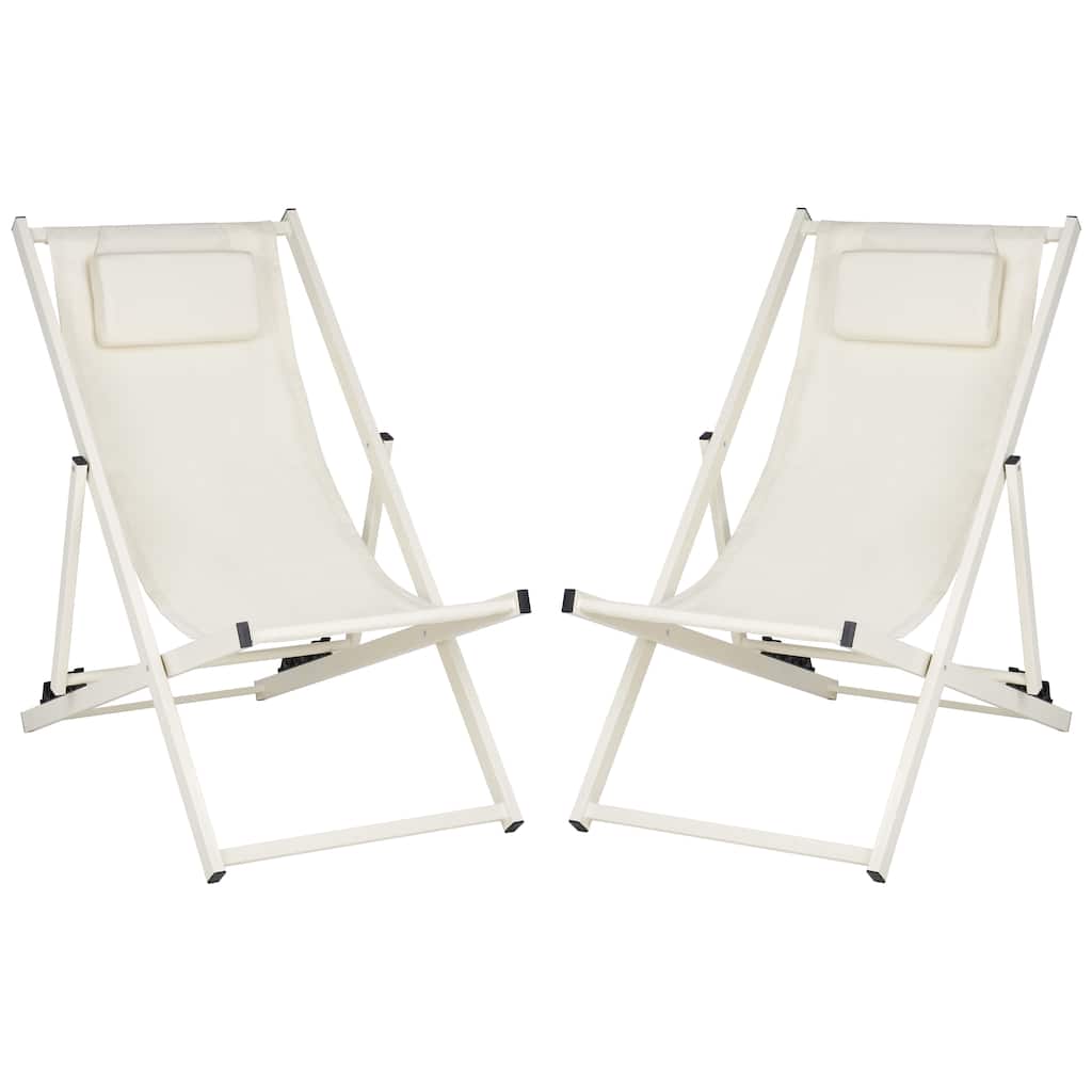 SAFAVIEH Outdoor Charlee Set of 2 Sling Chairs - 42" W x 26" D x 31" H - 42Wx26Dx31H