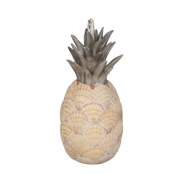 slide 2 of 7, Sagebrook Home's Unique 12" Seashell Pineapple Decorative Object - 5" x 5" x 12" Seashell Pattern Ivory - 5" x 5" x 12"