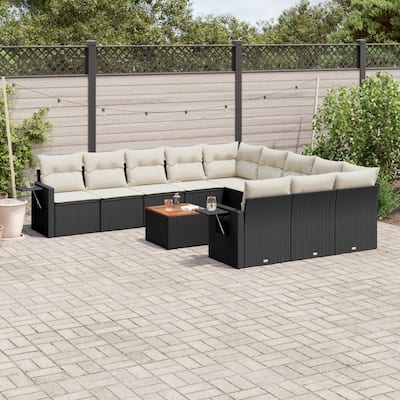 vidaXL Garden Sofa Set Black, Cream - 24.4 x 25.8 x 27.2