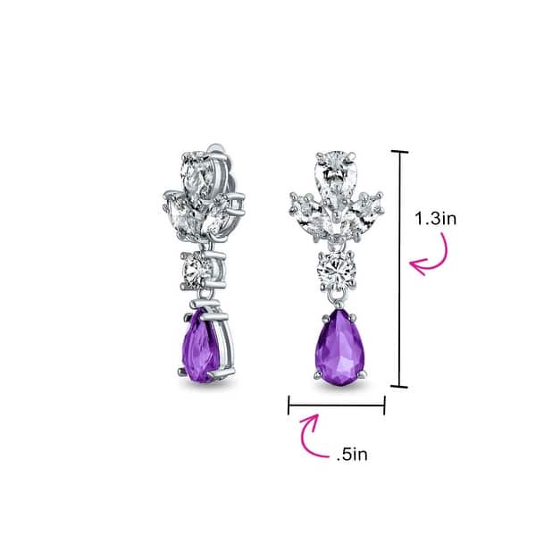 Sterling Silver Green Amethyst Gemstone Drop Earrings With AAA CZ Accents