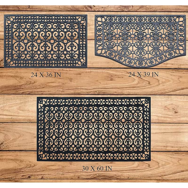 A1HC 3-Piece(Complete Home Set 30x60, 24x39, 24x36)Rubber Grill Matching Doormat Bundle, For Front, Patio & Garage Entrance