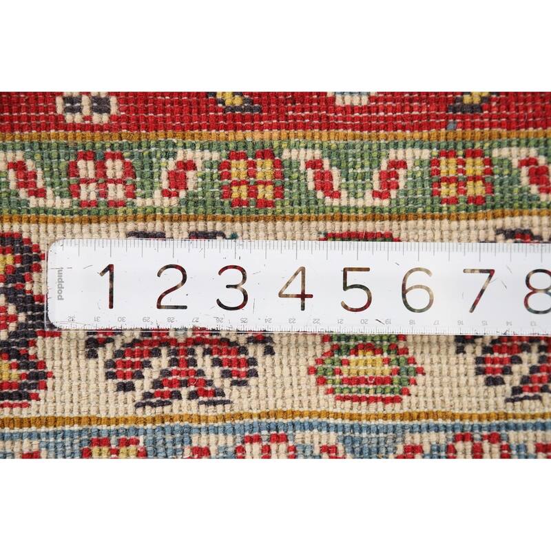 Hand Knotted Oriental 100% Wool Carpet Traditional Geometric Red Kazak Area Rug - 3' 0'' X 2' 1''