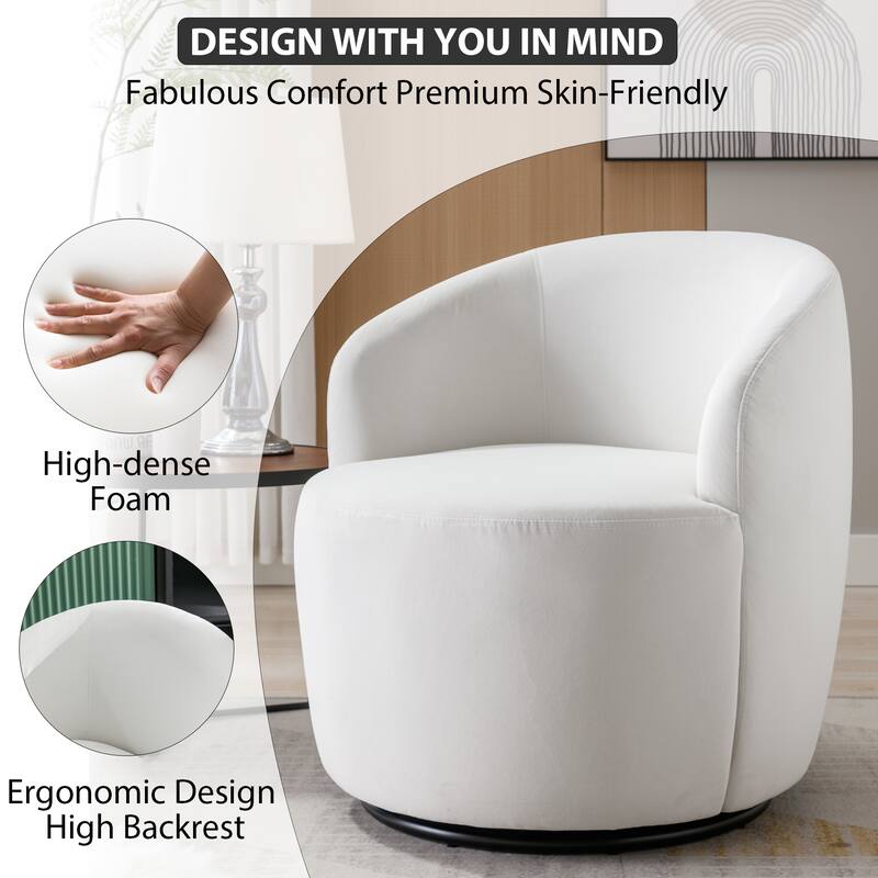 Ouyessir Swivel Barrel Chair Upholstered Armchair (Set of 1)