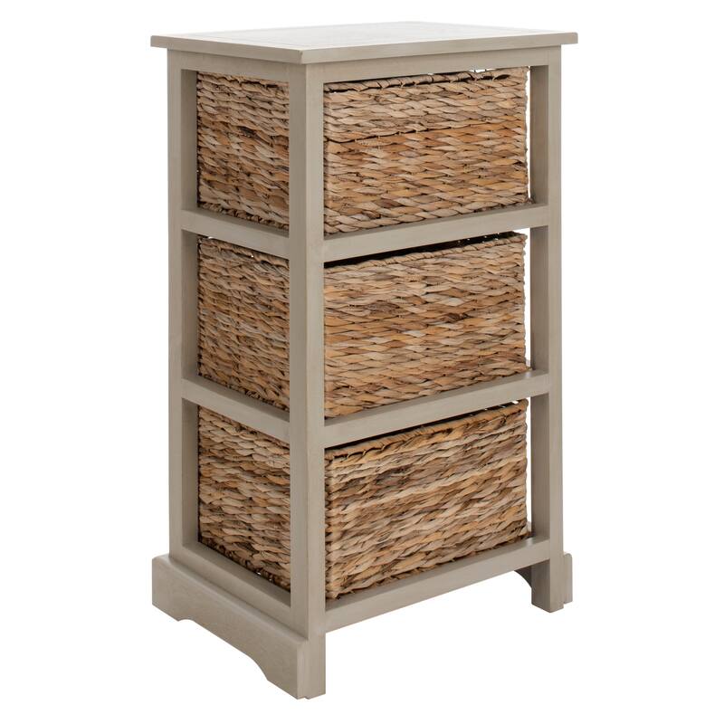 SAFAVIEH Evaline Distressed Black 3 Wicker Basket Storage Unit - 17.3" x 13.4" x 29.5" - 17Wx13Dx30H