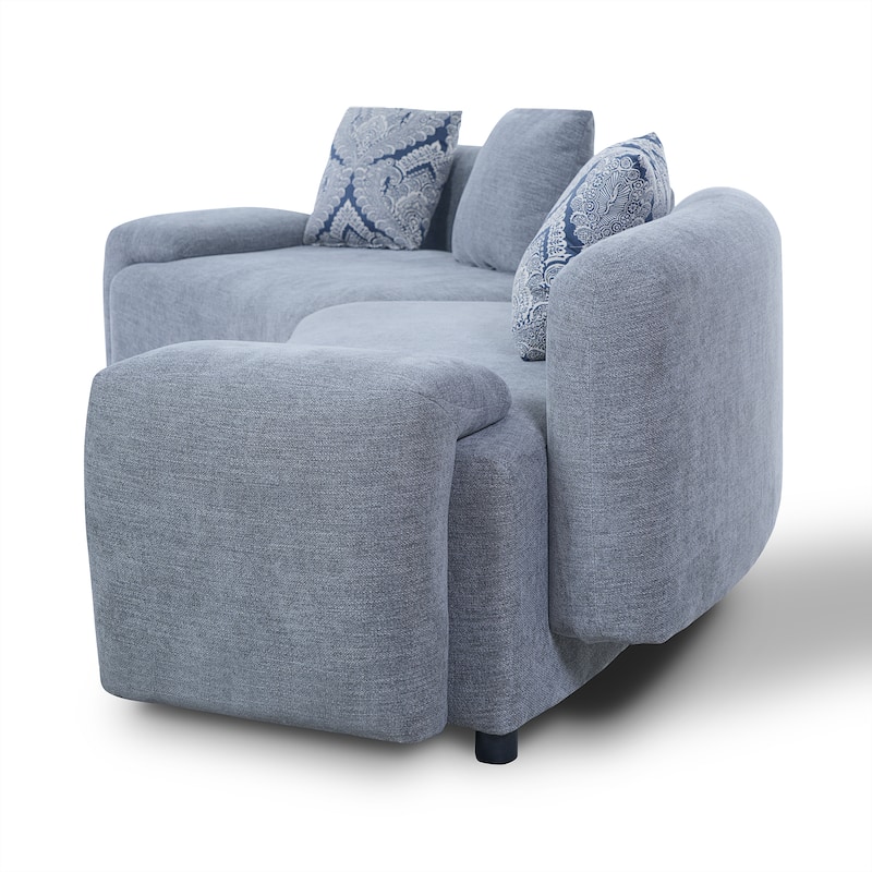 Christopher Knight Home - Lunaria 122" Modern Upholstered Curved Sofa with 2 Damask Pattern Pillows