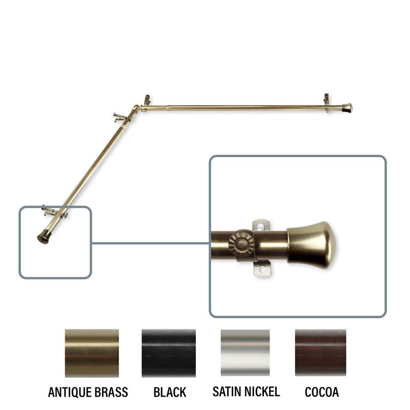 InStyleDesign 13/16" Single Corner Curtain Rod - 48 to 84 inches - Antique Brass