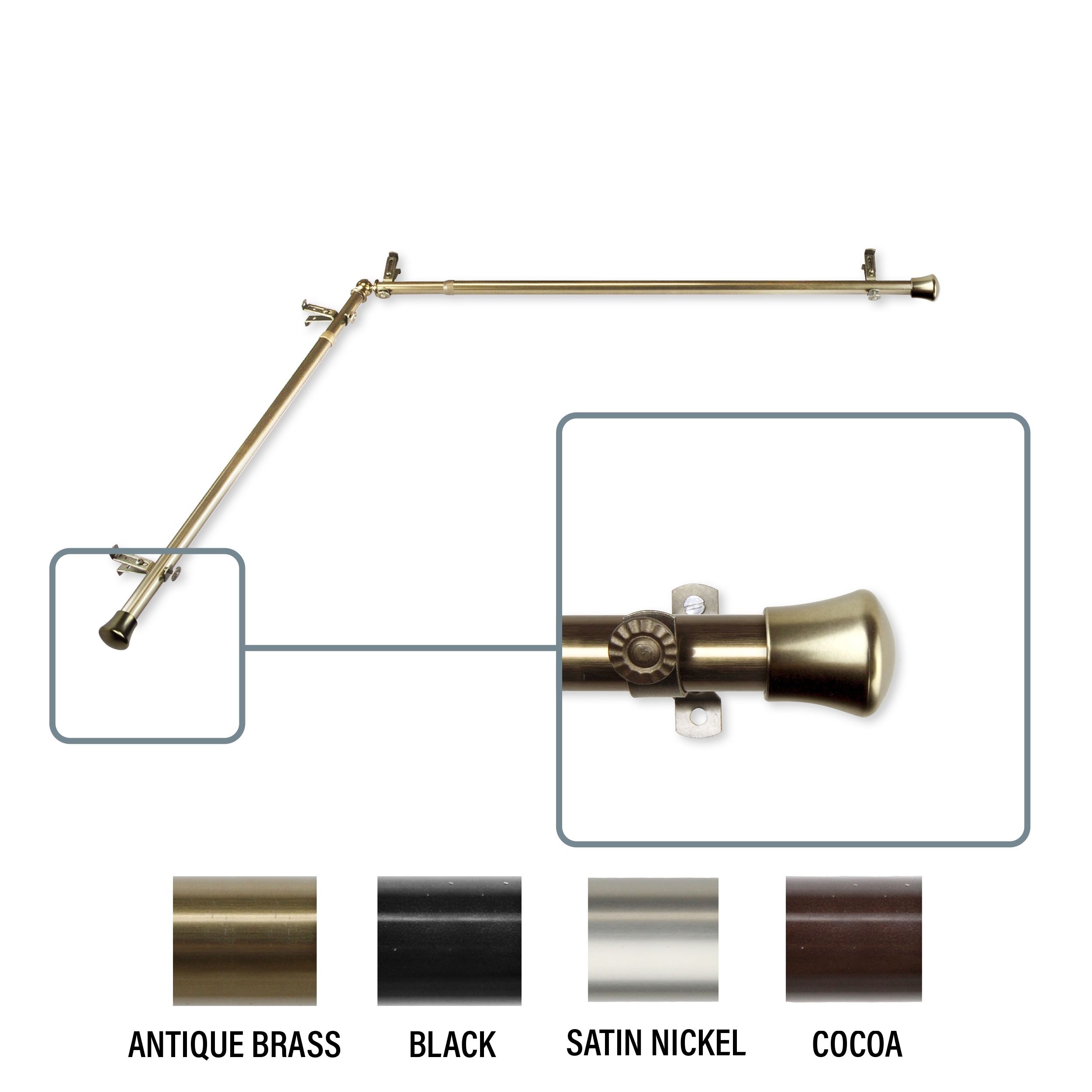 InStyleDesign 13/16" Single Corner Curtain Rod