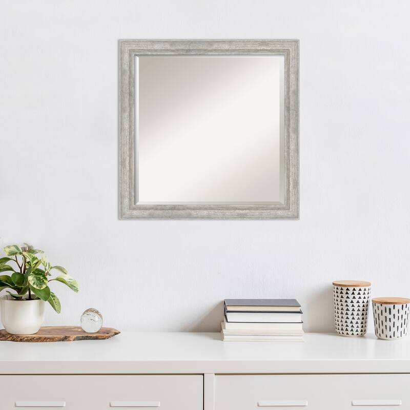 Angled Beveled Wood Framed Wall Mirror