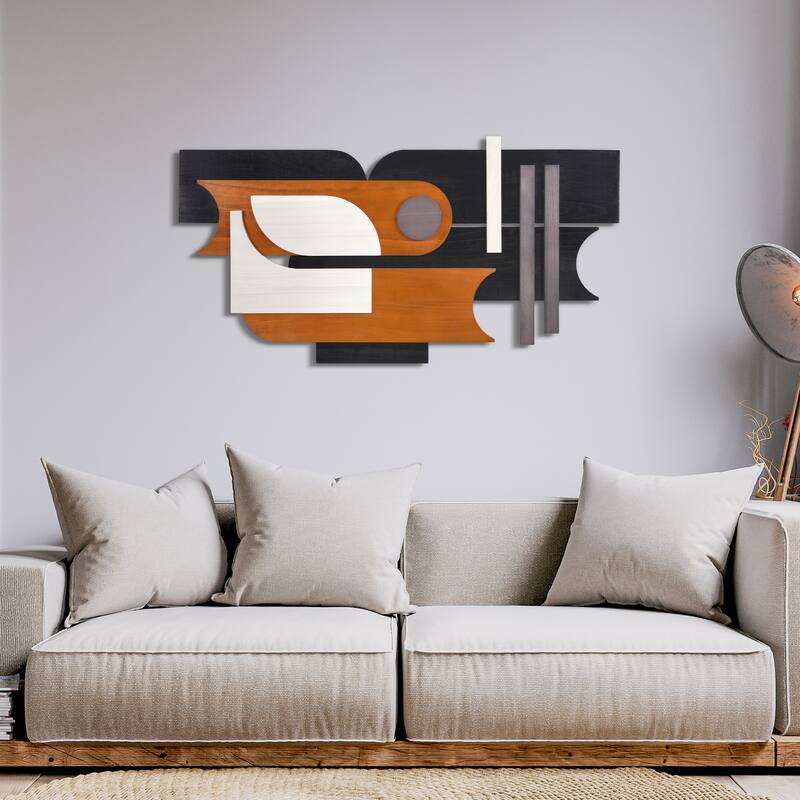 "Honeyed Dusk" Hand Made & Hand Finished Dimensional Solid Paulownia Wood Abstracts Wall Art