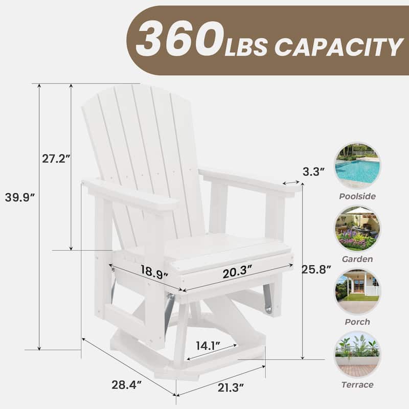 Set of 2 HDPE Adirondack Swivel Gliders, Outdoor Patio Chair Set