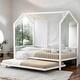 preview thumbnail 2 of 12, White House-Shaped Design Platform Bed with Fence and Twin Size Trundle