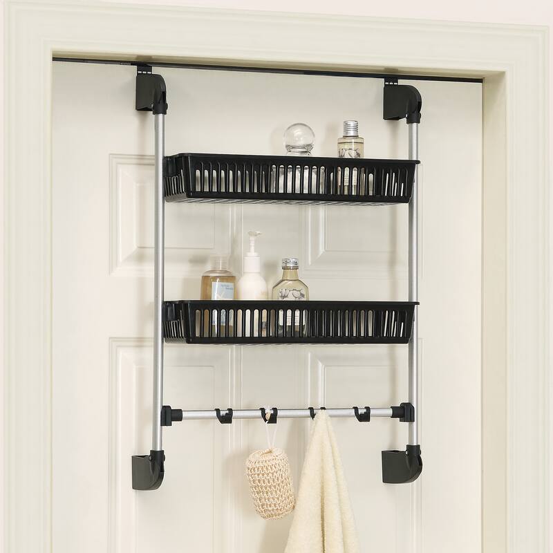 Organize It All Over the Door 2 Tier Basket Storage with Accessory Hooks - 19.5"x7.5"x27"