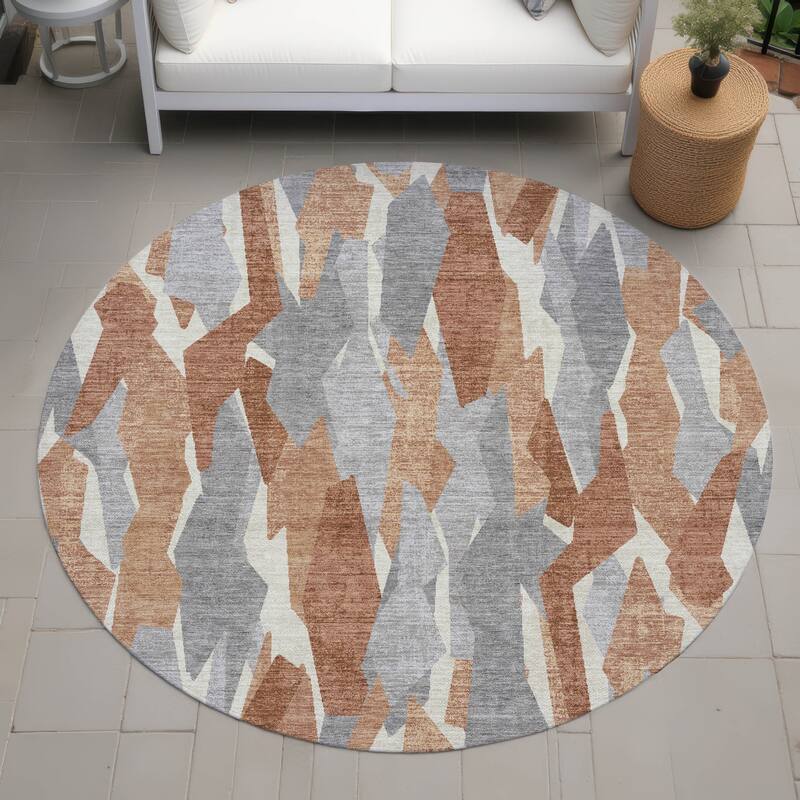 Machine Washable Indoor/ Outdoor Contemporary Dylan Chantille Rug - Paprika - 8' x 8'