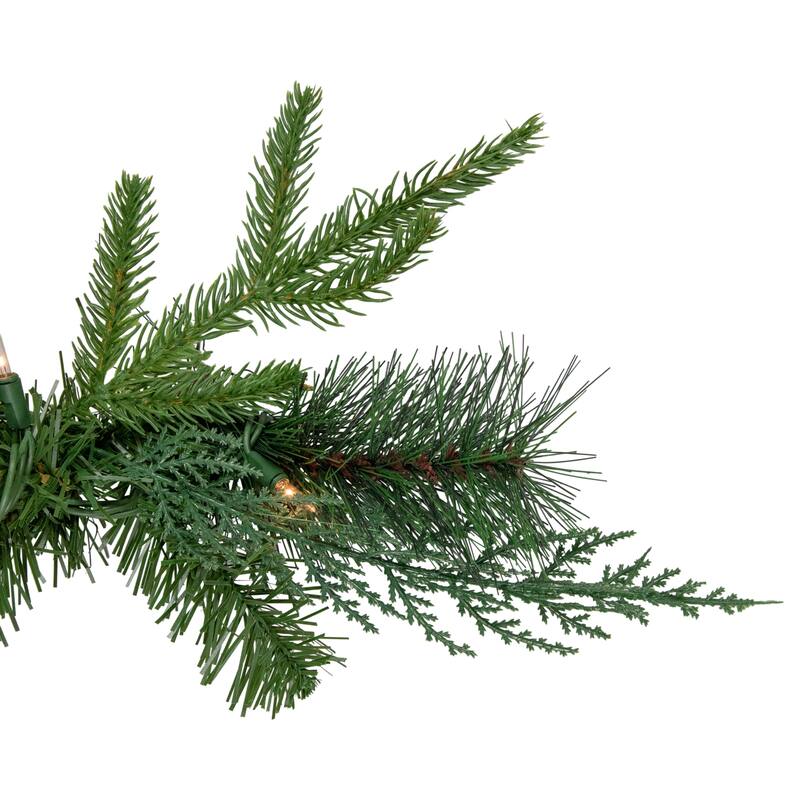 6' x 18" Mixed Pine Artificial Christmas Icicle Garland, Clear Lights