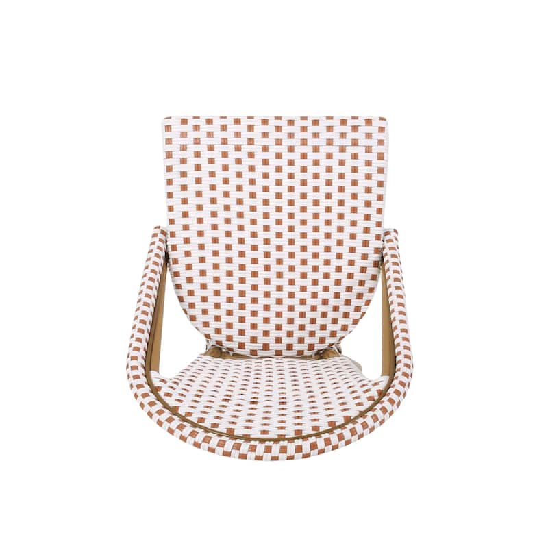 Outdoor PE Ratten and Aluminum French Bistro Chairs, Set of 2