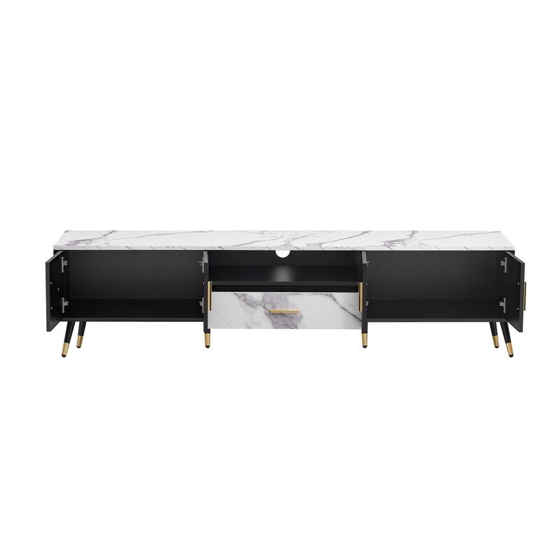 70.8" TV Stand with Cabinets & Open Compartments for TVs Up to 80"
