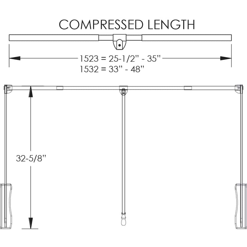 Hardware Resources 23 Inch Wide Pull Down Closet Rod
