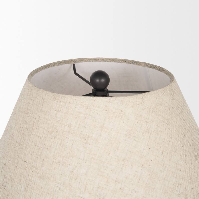 Sadiyah Black Brushed Metal w/ Beige Shade Table Lamp - 19.5L x 19.5W x 24.0H
