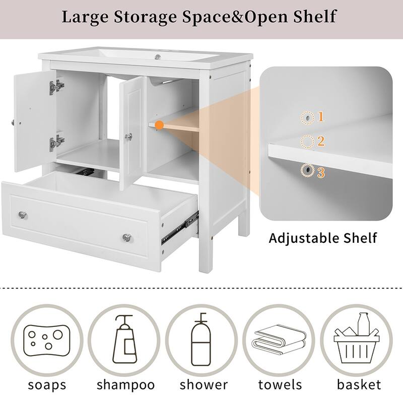 30" Bathroom Vanity with Sink Storage Cabinet and Drawers