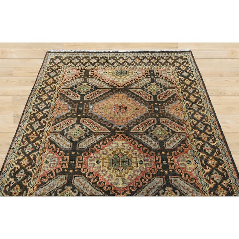 LoomBloom Gold Hand Knotted Transitional Oushak Wool Area Rug - 5' 6'' x 8' 8''