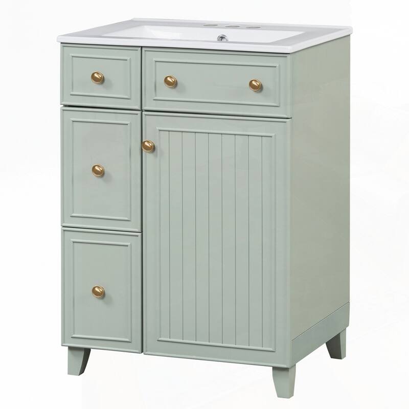 24-Inch Bathroom Vanity Cabinet with Ceramic Sink