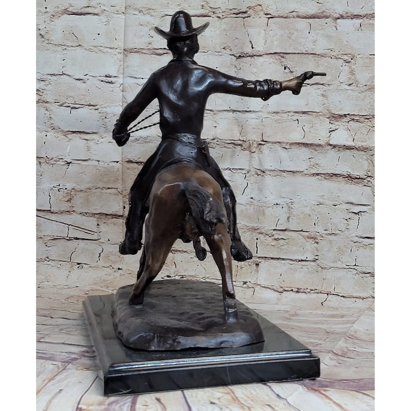 Frederic Remington Bronze Sculpture Cowboy On Imitative Horse Western Art Old West 15 Inches X 18 Inches
