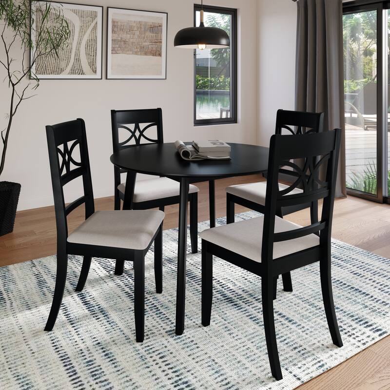 CraftPorch Mid Century Modern 4-Piece Chair and Round Table Dining Set