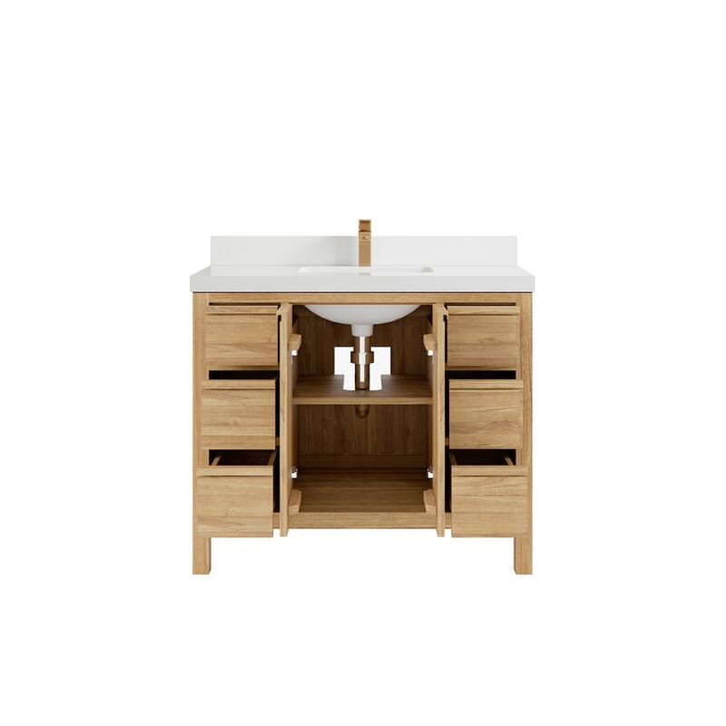 Willow Collections 42 in. W x 22 in. D Elizabeth Solid Teak Single Sink Bathroom Vanity with Countertop