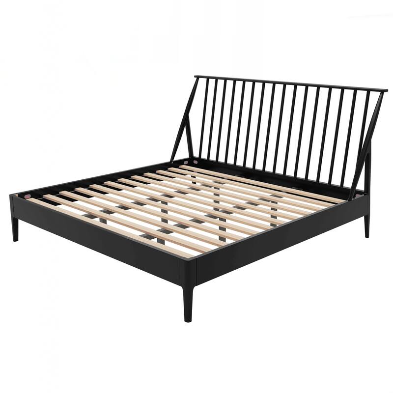 Solid Bamboo Wood Spindle Platform King Bed