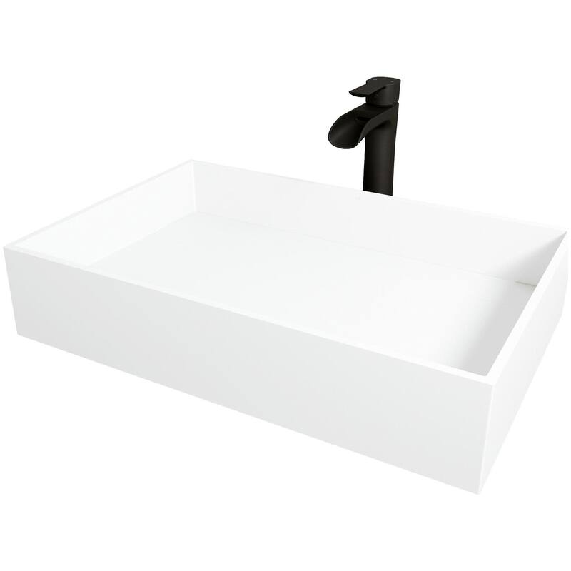 Vigo VGT2041 Montauk 23" Rectangular Stone Composite Vessel Bathroom - Matte Black