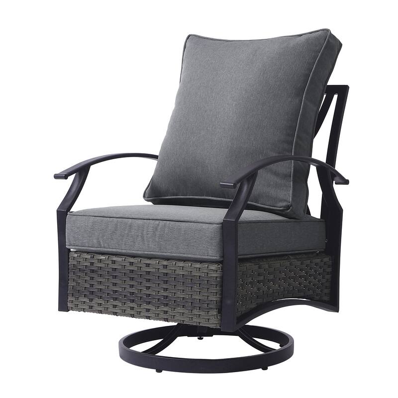 3 Piece Patio 25" W Swivel Chair Seating Group with Cushions