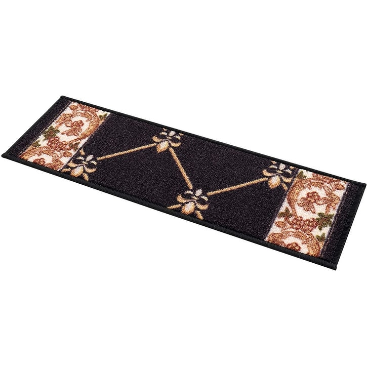 Stair Treads Fleur De Lis Floral Design Non Slip Backing, 8.5''X26''
