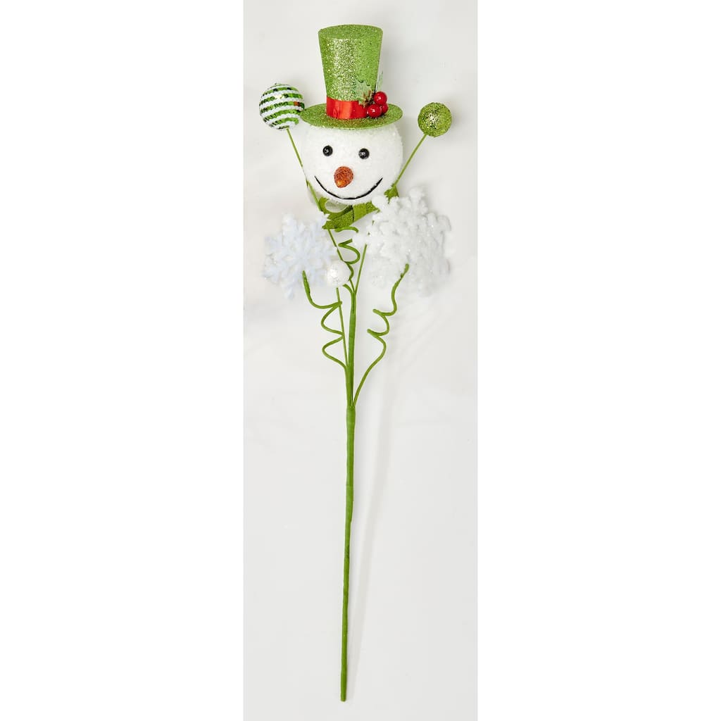 24" Glittered Snowman Spray, Green, Set of 3 - Green