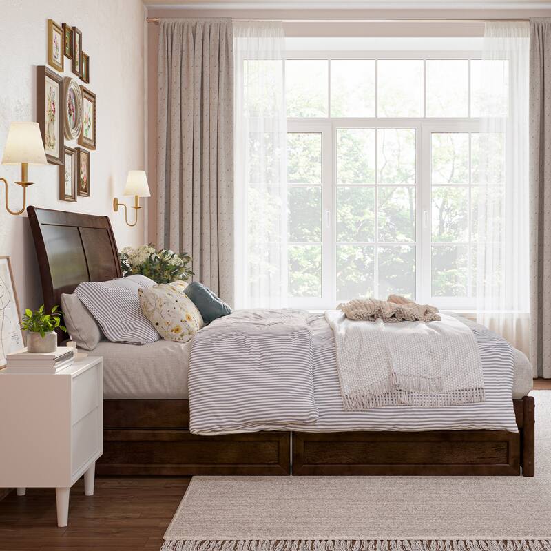 Andorra Platform Bed with Panel Footboard and Storage Drawers