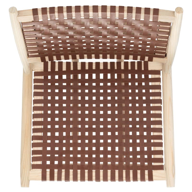 SAFAVIEH Soleil Squared Leather Woven Accent Chair - 26" W x 31.5" L x 30.7" H