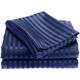 1800 Series Ultra Soft 4-Piece Embossed Stripe Bed Sheet Set - Stripe Sheet Set - Queen - Navy