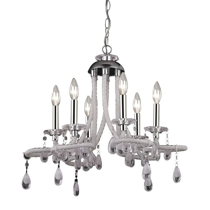 Alaric 22-inch Wide 6-Light Chandelier in Chrome - 22in W - 22in W - Silver