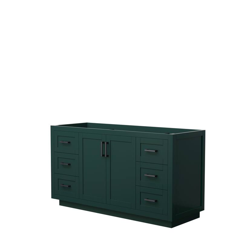 Miranda Single Bathroom Vanity Cabinet, No Mirror - 60-Inch Single - Green, Matte Black Trim, No Top